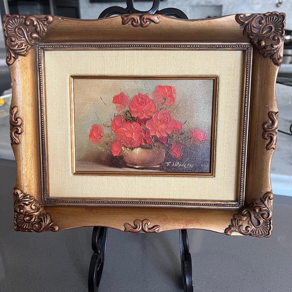 Original Floral Botanical Oil Painting by T. Hansen